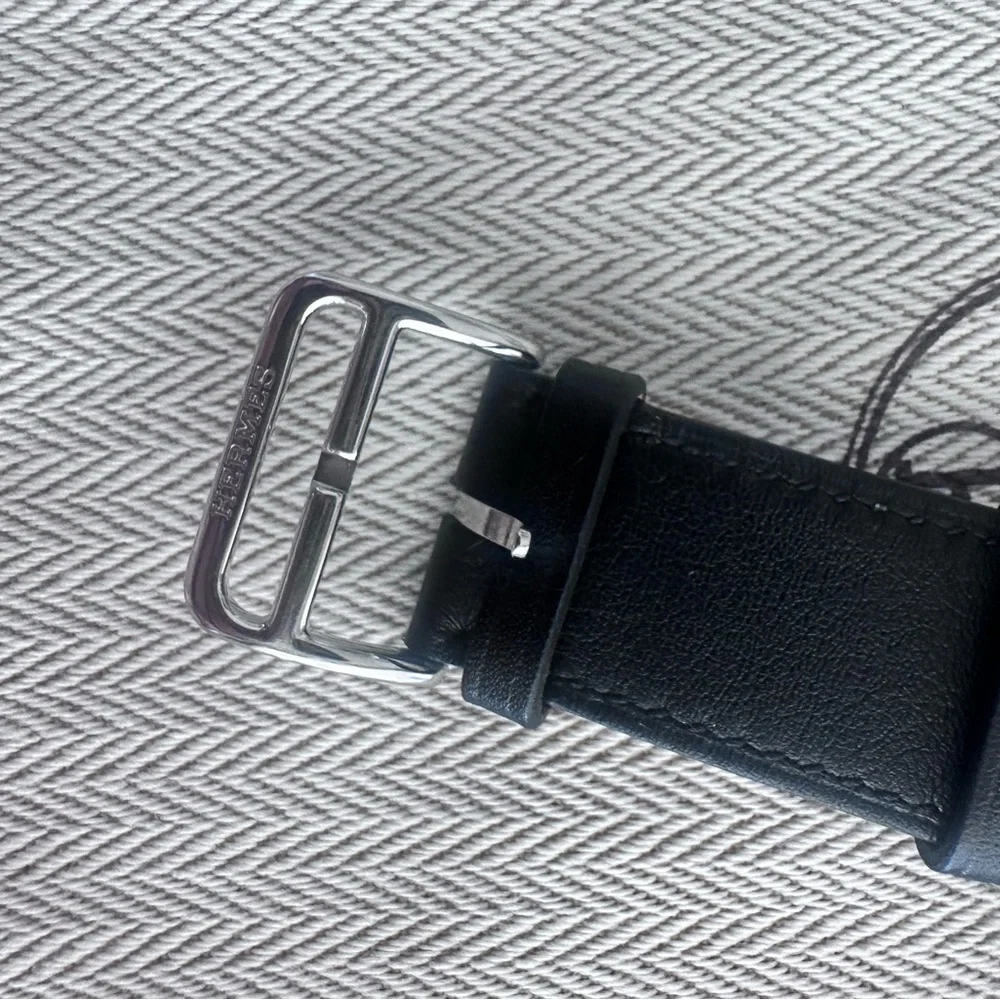 Hermes Black Leather Watch Strap - Picture 3 of 4